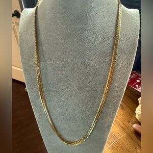 Vintage Givenchy Gold Tone‎ Herringbone Necklace 30” Long Signed
